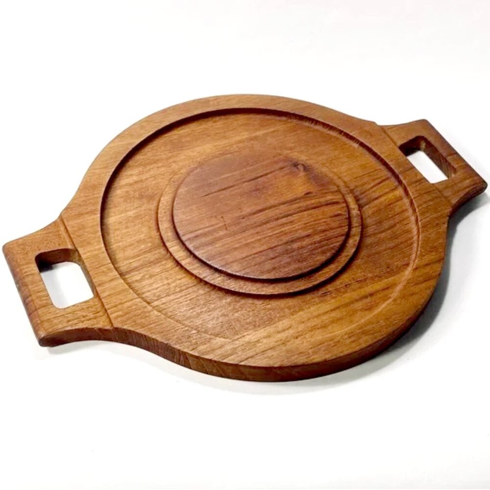 Mid Century Modern Goodwood Teak Wood Cheese Serving Board Handles (no cover)